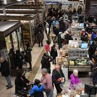 <p>A second-story eating space at DeCicco &amp; Sons' Millwood store offers an expansive view of the activity below.</p>