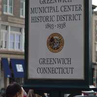 <p>The Greenwich Municipal Center Historic District marker is one nine signs that will designate historical sections of town. </p>