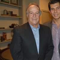 <p>Bruce Bennett and Titans coach David Lun enjoy the party held at Danbury&#x27;s Kennedy Flats.</p>