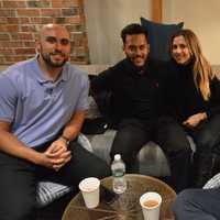 <p>Fans turn out at a party at Kennedy Flats to meet and greet the players on the Danbury Titans hockey team.</p>