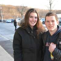 <p>Chappaqua residents Mikayla Diederich and
Dillon Rusiecki were among those who stopped by DeCicco &amp; Sons on its opening day in Millwood.</p>