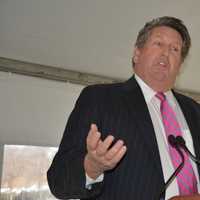 <p>Felix Charney, president of Summit Development, speaks prior to a symbolic groundbreaking at Chappaqua Crossing.</p>