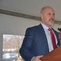 <p>New Castle Supervisor Rob Greenstein speaks prior to a symbolic groundbreaking at Chappaqua Crossing.</p>