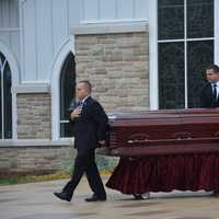 <p>Pallbearers move Frances Ghelarducci casket to a hearse following her funeral at St. Joseph&#x27;s Church in Somers.</p>