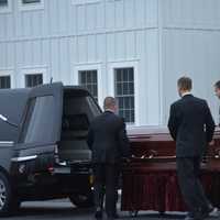 <p>Pallbearers move Frances Ghelarducci&#x27;s casket into a hearse following her funeral at St. Joseph&#x27;s Church in Somers.</p>