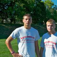 <p>Raiders team captains Danny Lopes (L) and Chris Cruger.</p>