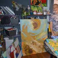 <p>Joe LaMattina converted one of the upstairs bedrooms into his studio.</p>