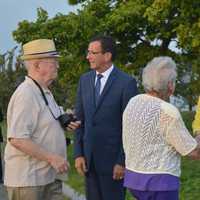 <p>Gov. Dannel Malloy, second from left, and Lt. Gov. Nancy Wyman greet those gathered for the state&#x27;s official 9/11 memorial in Westport Thursday.</p>