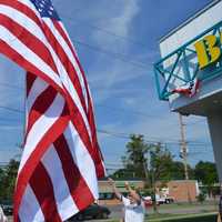 <p>Raising the flag</p>