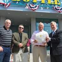 <p>Glen Rock Councilman Michael O&#x27;Hagan, Mayor Bruce Packer, Bottle King owner Kenneth Friedman and Sen. Bob Gordon</p>