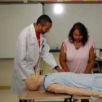 <p>Dr. Farrukh N. Jafri, the assistant director of Education and Simulation , Emergency Department at White Plains Hospital led the training of staff at White Plains schools in emergency bleeding control.</p>