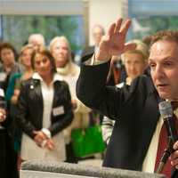 <p>Joel Seligman speaks to the crowd at Friday&#x27;s reception.</p>