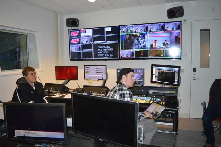 Frontier&#x27;s new Vantage Sports Network broadcasts from the television station at Sacred Heart University.