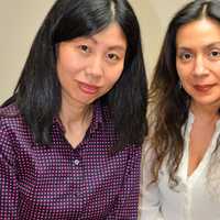 <p>Acupuncturists Aili Zhu and Jannet Manteiga.</p>