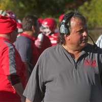 <p>Raiders coach Tom Lynch takes in the action from the sidelines Saturday at North Rockland.</p>