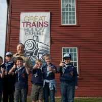 <p>A group of Boy Scouts approves of the Great Train Holiday Exhibit on Sunday afternoon in Wilton.</p>