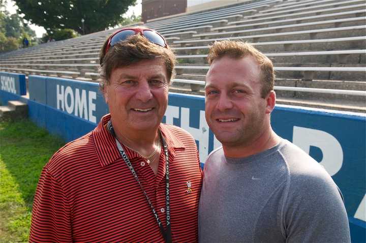 Like father, like son: Ron Santavicca (L) is coaching with new Head Coach Paul Santavicca at Port Chester. 