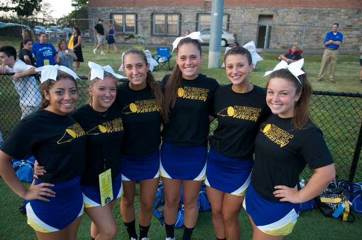 Mahopac cheerleaders pose for a photo.