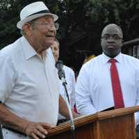 <p>Deputy Mayor Henry Pruitt, mentor of the late Mayor Lizette P. Parker, addressing the crowed</p>