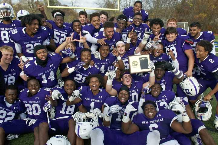 New Rochelle High Football Team Celebrates Second Straight Class AA Title