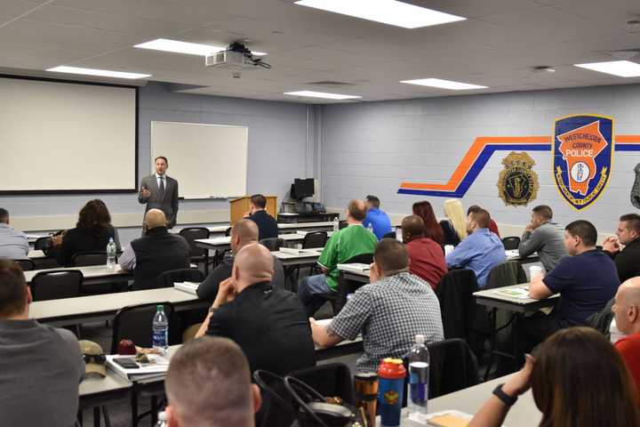 Westchester County Executive Rob Astorino spoke to a Crisis Intervention Training class in Valhalla on Thursday.