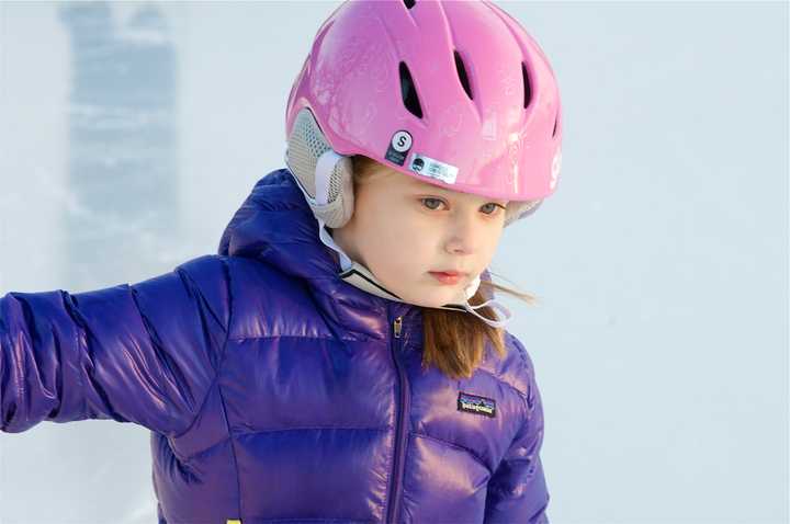 A young girl enjoys the ice rink in Westport on Thursday.