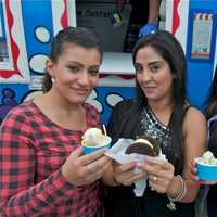 <p>Happy customers enjoying their ice cream.</p>