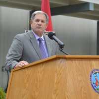 <p>Bergen County Executive James J. Tedesco III delivering an address at POW/MIA Recognition Day in Hackensack.</p>