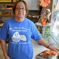 <p>Linda Manzo of Rochelle Park at Hanna Krause's Homemade Candy, a family business since 1929.</p>