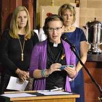 <p>Pastor Jenny McLellan of Calvary Lutheran Church gives the blessings. With her, from the left, are Patty Trava of Franklin Lakes, Lani Bonifacic of Allendale, and Gail Cole of Allendale.</p>