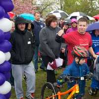 <p>Hundreds come out in the rain Sunday morning to support the March of Dimes March For Babies at Jennings Beach in Fairfield.</p>