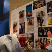 <p>Photo collages of Brooke Costanzo of Saddle Brook were accompanied by flowers, notes and candles.</p>