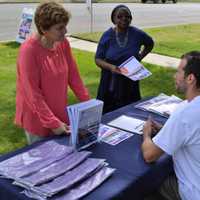 <p>James Chiappone of the Meadowlands YMCA answers question for potential members outside the Y&#x27;s program center in East Rutherford.</p>