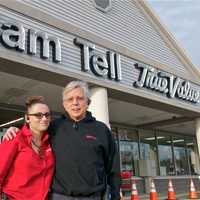 <p>Carrie and David Tell in front of the new William Tell True Value Hardware store in Hopewell Junction.</p>