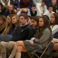 <p>Students listen intently Tuesday morning as speaker Joel Feldman enlightens them on the dangers of distracted driving.</p>