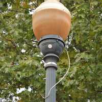 <p>One of the old streetlamps in Memorial Park at Van Neste Square.</p>