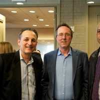 <p>Keynote speaker and Sports Illustrated writer Alex Wolff (center) with Steer&#x27;s Paul Berner (L) and Lloyd Campbell.</p>