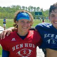 <p>Senior quarterback and captain Nick Cunningham (L) and senior LB/TE and captain Tom Maloney.</p>