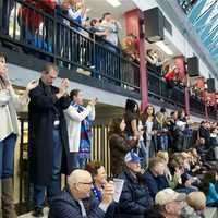 <p>The crowd watches the action on the ice.</p>