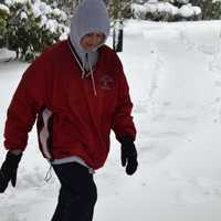 <p>Joanne Sullivan of Allendale was up early Thursday morning to walk around Crestwood Lake. When it snows, she trades in her running shoes for snowshoes to keep in shape.</p>