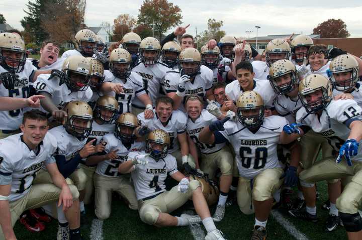 Lourdes High School goes for a first-ever state title in football Friday afternoon.