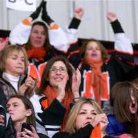 <p>Mamaroneck parents and fans cheer on their team.</p>