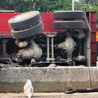 <p>At the scene of the multi-vehicle crash on eastbound Route 80 in Saddle Brook early Wednesday, June 7.</p>