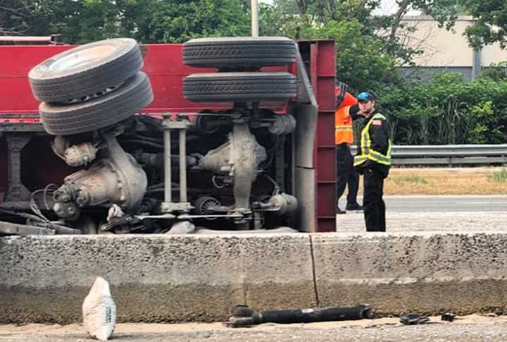 At the scene of the multi-vehicle crash on eastbound Route 80 in Saddle Brook early Wednesday, June 7.