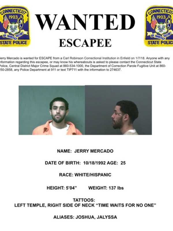 Still On The Loose: Connecticut State Police Searching For Escaped Inmate