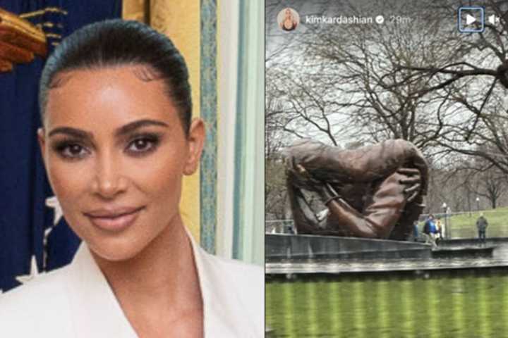 Kim Kardashian Shares Story Of 'The Embrace' Statue In Boston On Instagram