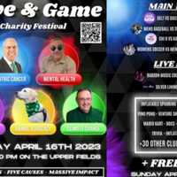 <p>The main flyer (left) and schedule (right) for &quot;Give &amp; Game&quot;</p>