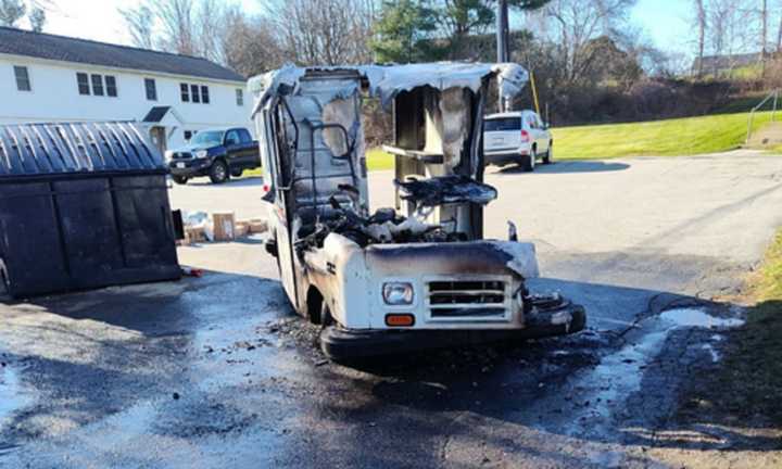 The aftermath of mail truck that caught fire in Dudley