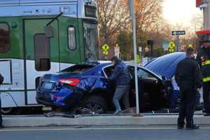 (UPDATED) Green Line Service Suspended After Maserati Collides With Trolley Near BU Bridge