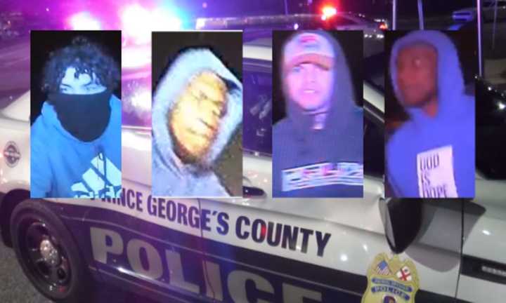 Photographs of the suspects along with the damaged police cruiser